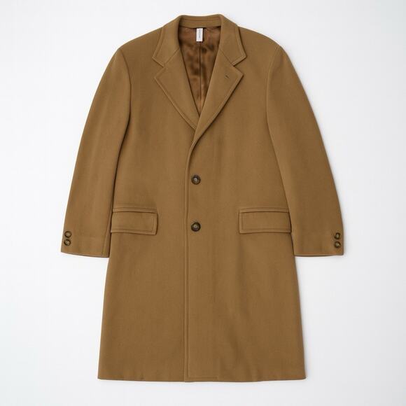 Vintage Men’s Camel Wool Overcoat Pure New Wool *XXL 50 52 Long Coat Topcoat - Picture 1 of 16